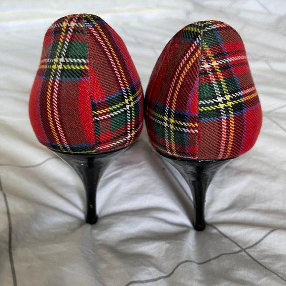 Holiday Red Plaid 4" Heel Shoes Size 9 EUC - Picture 9 of 14